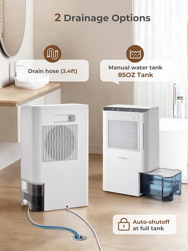 Dehumidifier for Home 1000 Sq.Ft, 85OZ Dehumidifiers for Basement Bedroom Bathroom with Drain Hose, Auto Shut Off, Humidity Display & 7 Color Light - Image 5