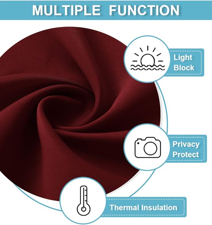 RYB HOME Privacy Curtain for Sliding Glass Door, Light Block Noise Reduce Insulated Curtain Screen Ceiling to Floor for Locker Room Basement Bedroom Closet, 100 inch Wide x 90 inch Long, Burgundy Red - Image 6