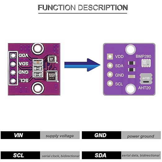 5 pcs Temperature Humidity Sensor Module Atmospheric Pressure Module AHT20 + BMP280 High-Precision 3 in 1 Sensor Replace BME280 with Male and Female Dupont Cable,for Arduino - Image 4