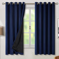 BGment Thermal Insulated 100% Blackout Curtains for Bedroom with Black Liner, Double Layer Full Room Darkening Noise Reducing Grommet Curtain (60 x 63 Inch, Navy Blue, 2 Panels) by BGment