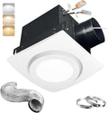 88CFM 1.0 Sone Bathroom Exhaust Fan with Light, Ultra-Quiet Bathroom Vent Fan Extractor with 6FT Flexible Ducting Hose and Clamps, Ceiling Mount Ventilation Shower Bath Fan by Rysmirs