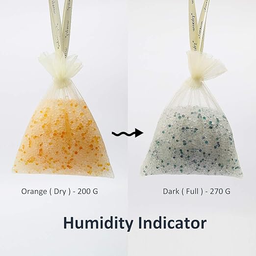 wisedry [ 5 LBS ] Silica Gel Beads Reusable Color Indicating Rechargeable Desiccant Bulk with 10 Pcs Organza Drawstring Bags - Image 9