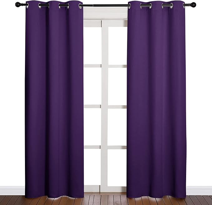 NICETOWN Triple Weave Home Decoration Thermal Insulated Solid Ring Top Blackout Curtains/Drapes for Bedroom(Set of 2, 42 x 84 Inch, Royal Purple) by NICETOWN