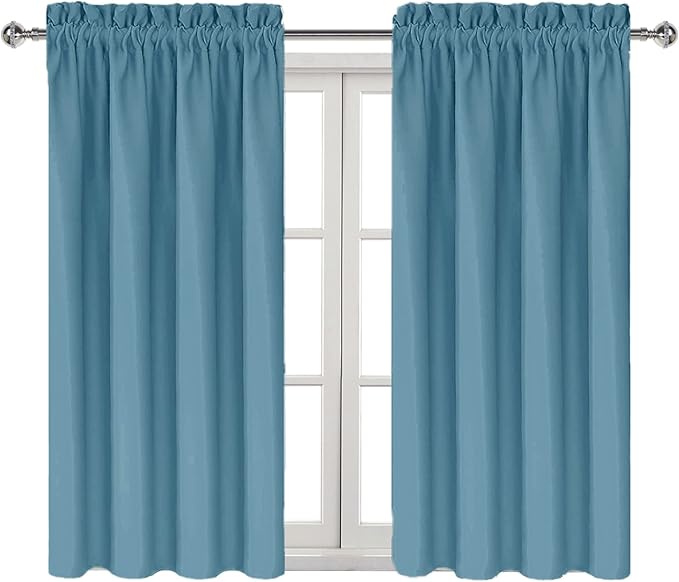 DWCN Blackout Curtains for Living Room Thermal Insulated, Energy Saving & Noise Reducing Bedroom Curtains, Stone Blue, W 38x L 45 Inch, Set of 2 Rod Pocket Curtain Panels - Image 9