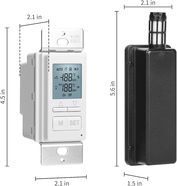 Ortis New 2024! Humidity Sensor Switch, in-Wall Bathroom Fan Automated Control Switch, Separate Sensor for Better Moisture Detection, 328ft Range, 110/220V, Keep Your Room Dry - Image 7