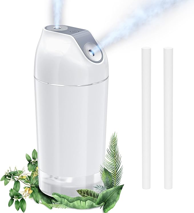 Mini Humidifier-Battery Operated 480ml Cordless Portable Small Humidifier USB Rechargeable Personal Desktop Humidifiers With Night Light & 4 Spray Modes for Car, Baby, Plants (White, 2600mAh) by HandFun