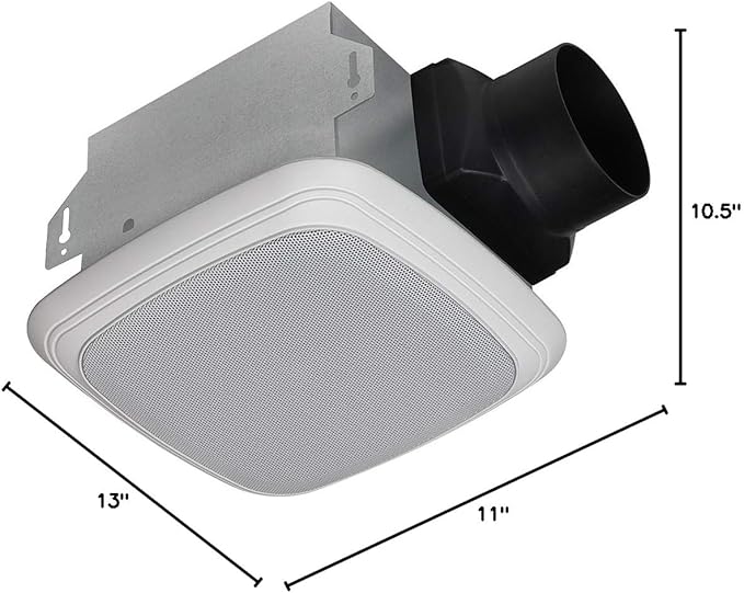 Homewerks Worldwide 7130-04-BT Bathroom Fan Bluetooth Speaker, Ceiling Mount Exhaust Ventilation 1.5 Sones 70 CFM, White - Image 6