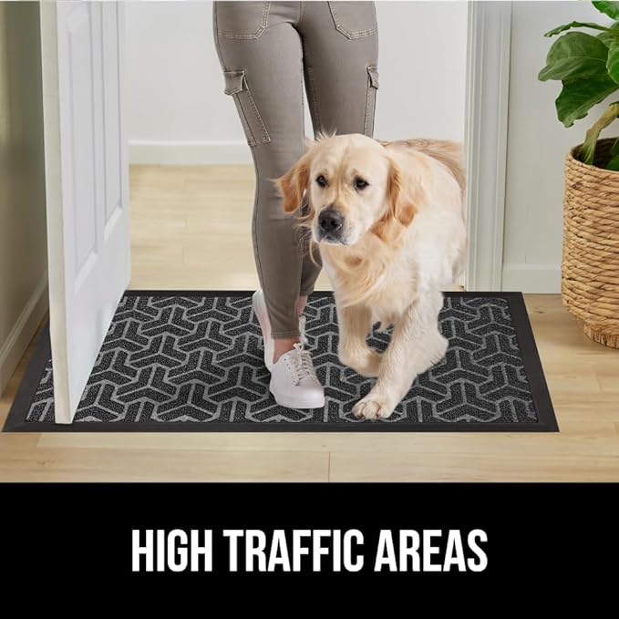GORILLA GRIP 100% Waterproof All-Season WeatherMax Doormat, US Designed Natural Rubber, Stain and Fade Resistant, Low Profile Indoor Outdoor Door Mats, Easy Clean Patio Mat, 17x29, Slate Geometric - Image 6