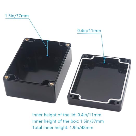 Junction Box, Zulkit Project Box IP65 Waterproof Outdoor Box ABS Plastic Electrical Boxes Electronic Enclosure Black 4.5 x 3.5 x 2.2 inch(115 x 90 x 55 mm)(Pack of 2) - Image 6