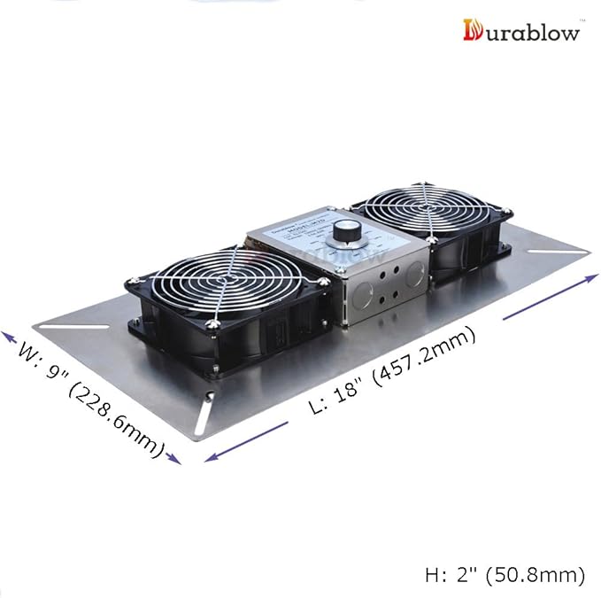 Durablow 220 CFM Air-Out Stainless Steel Crawl Space Vent Fan, Dual Fans with Dehumidistat & Thermostat, Foundation Vent, Radon Mitigation, for Crawl Space, Basement (Stainless Steel 430, M2D-S430) - Image 3