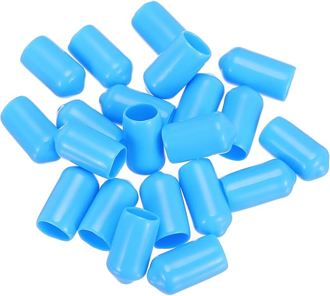 uxcell 20pcs Rubber End Caps 8mm(5/16") ID Vinyl PVC Round Tube Bolt Cap Cover Screw Thread Protectors,Light Blue - Image 4