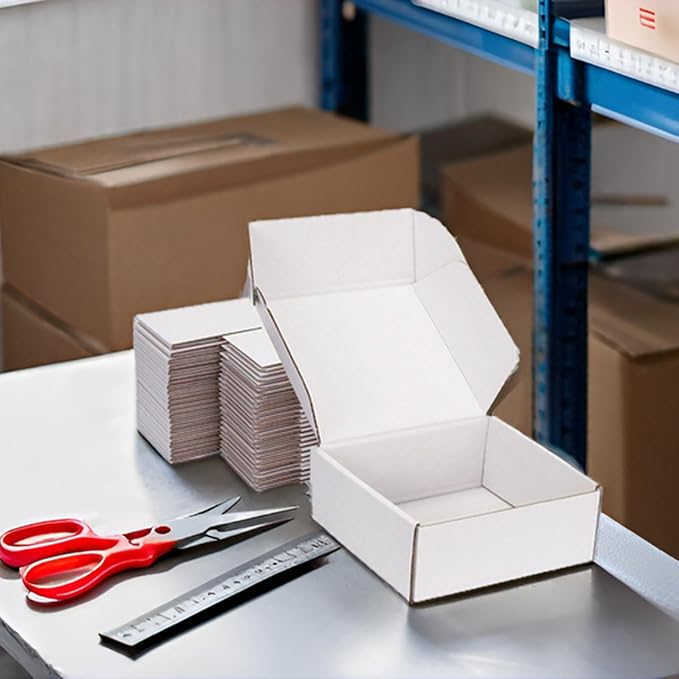 Small Shipping Boxes 8x8x3 Inch (25 Pack) - Sturdy White Corrugated Cardboard Boxes for Small Business, Ecommerce, Mailing & Packaging | Recyclable Gift & Storage Boxes - Image 3