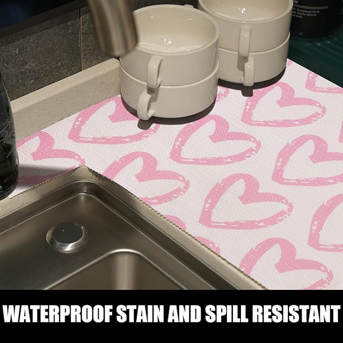 Heart Drawer Liner for Cabinets 16IN x 20FT,Shelf Liner Non-Adhesive and Strong Non-Slip Cabinet Drawer Liners for Kitchen,Table,Bookshelves,Waterproof Cupboard Liners,Pink - Image 6
