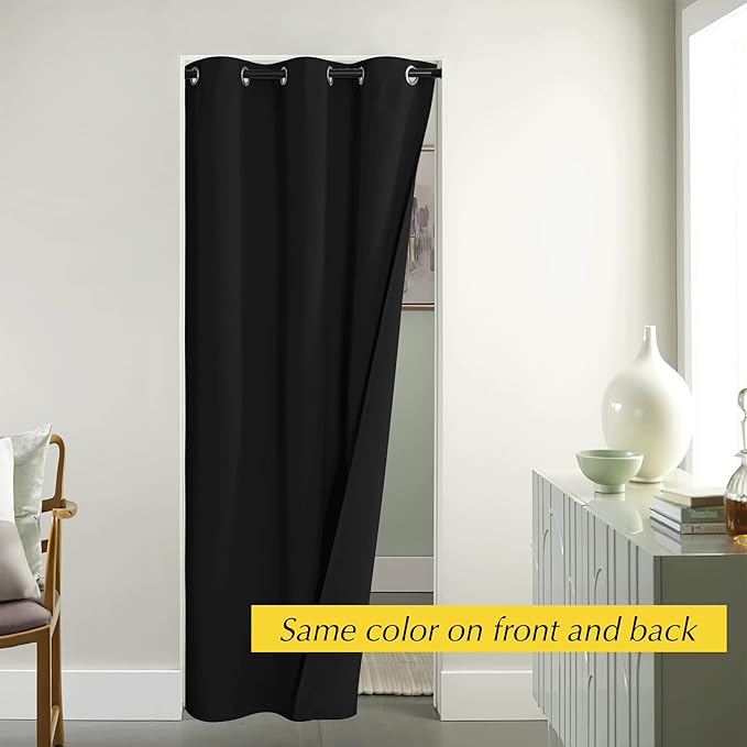 NICETOWN Door Curtain for Doorways, Blackout Privacy Doorway Curtains for Bedroom Closet Door, 80 inches Long Temporay Door Cover Portable Curtains for Hallway, 42 inches Wide, Black, 1 Panel - Image 4