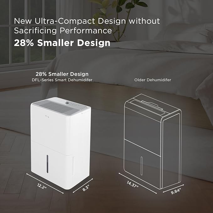 TCL 2000 Sq. Ft. Smart Dehumidifier, Energy Star Most Efficient 2024, Ultra-compact, 25 Pints Per Day, Ideal for Basements, Rooms, and Other Living Spaces, Works with Alexa/Google Assistant – H25D44W - Image 4