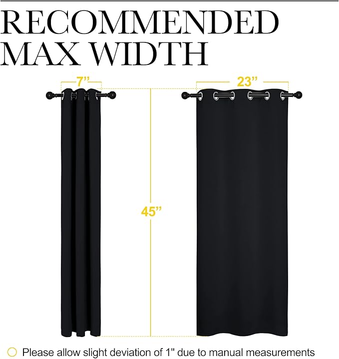 NICETOWN Living Room Blackout Curtains and Drapes, Black Solid Thermal Insulated Grommet Blackout Drapery Panels for Window (2 Panels, 29 inches Wide by 45 inches Long, Black) - Image 8