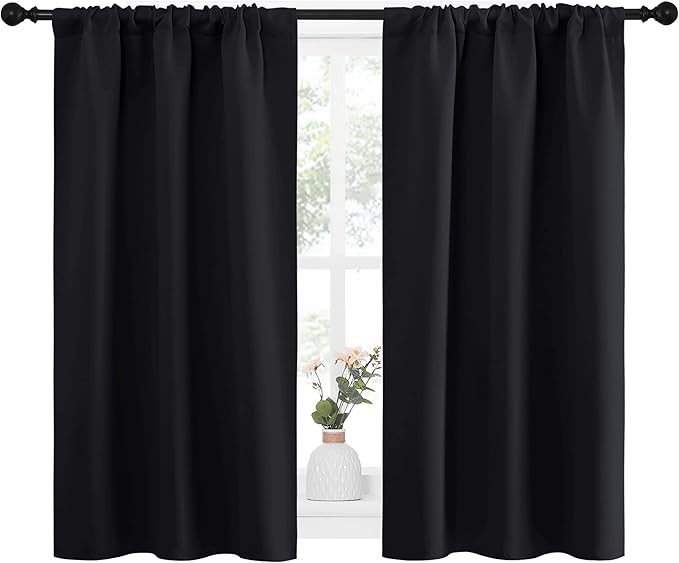 NICETOWN Black Out Curtain Panels for Kitchen - Energy Smart Decoration Thermal Insulating Blackout Drapes/Draperies for Small Window (2 Panels, 34 inches Wide by 45 inches Long) - Image 2