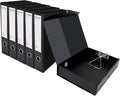 HUA JIE A4 Storage File Boxes Plastic Archives Cases with Clip, PVC File Folder Organizer Document Storage Filing Box for office,32.5×6.5×24 cm, Black(Pack of 6) by HUA+JIE