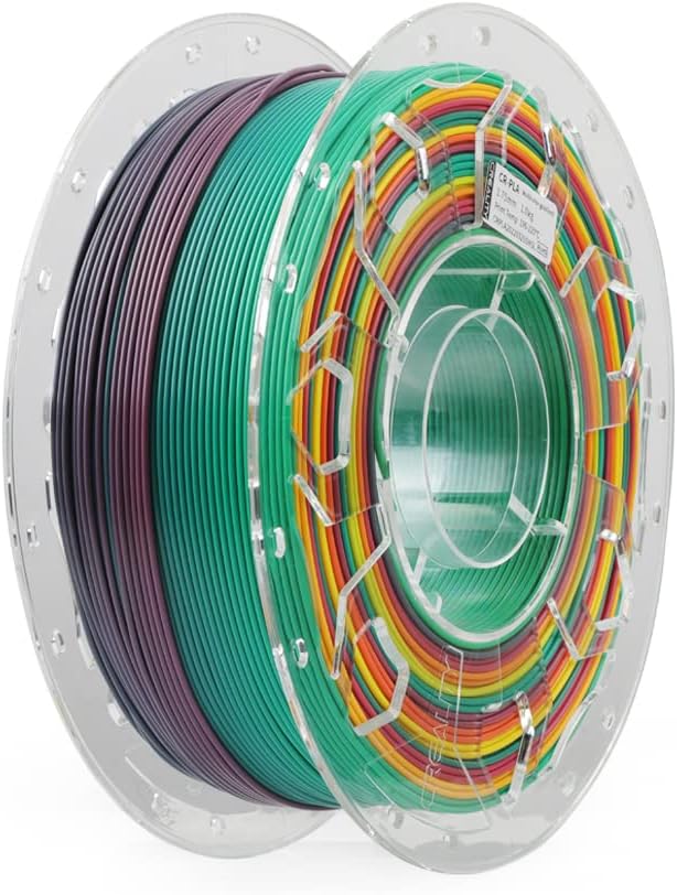 Creality PLA Filament 1.75mm Rainbow, 3D Printer Filament 1kg (2.2lbs) Spool, High Toughness & Warp-Free, Dimensional Precision ±0.03mm, Printing Filament for All FDM 3D Printers by CREALITYFALCONLASERENGRAVER