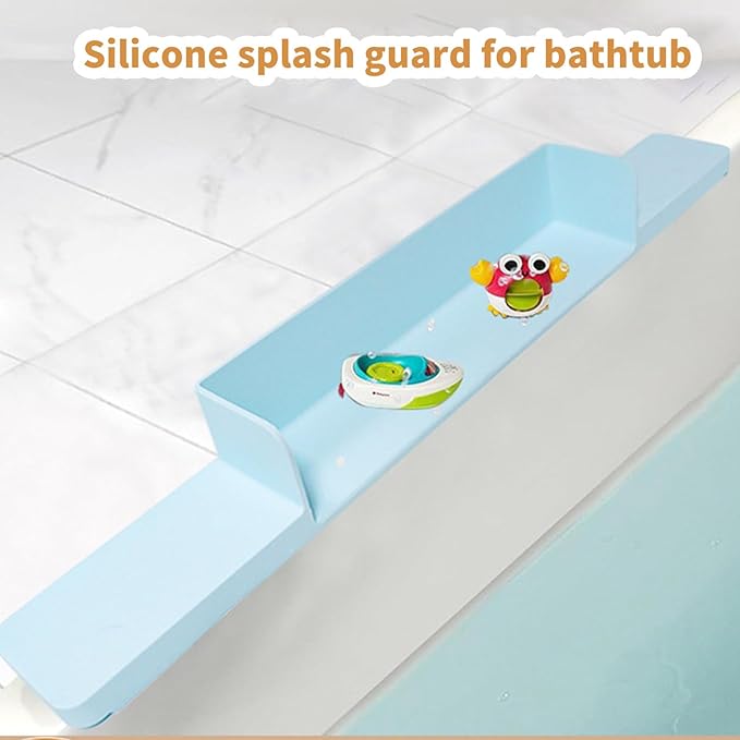 Silicone Splashing Guard with 7 Suction Cups for Bath Time Water Barrier Bathroom Organizers - Image 5