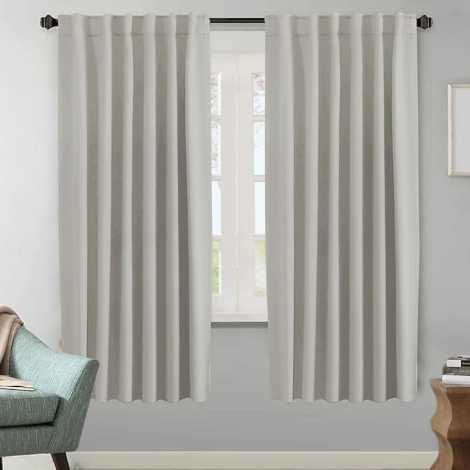 H.VERSAILTEX Blackout Curtains Thermal Insulated Window Treatment Panels Room Darkening Blackout Drapes for Living Room Back Tab/Rod Pocket Bedroom Draperies (2 Panels, Pale Oak, 52 x 72 Inch) by HVERSAILTEX