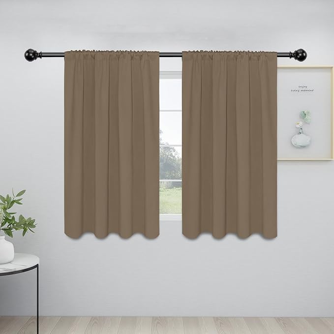 Easy-Going Rod Pocket Blackout Curtains for Bedroom, Room Darkening Window Curtains for Living Room, Thermal Insulated Noise Reduction Solid Window Drapes, 2 Panels(34x45 in, Camel) by Easy-Going