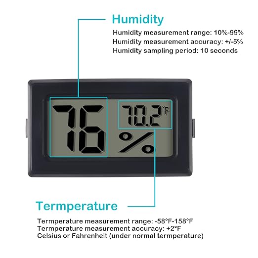4 Pack Mini Hygrometer Thermometer Digital Electronic Temperature Humidity Meters Gauge Indoor Humidity Monitor LCD Display Fahrenheit (℉) for Greenhouse,Garden,Cellar,Closet,Humidors - Image 5