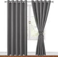 Hiasan Blackout Curtains for Bedroom, 60 x 84 Inches Long - Thermal Insulated & Light Blocking Window Curtains for Living Room, 2 Drape Panels Sewn with Tiebacks, Light Grey by Hiasan
