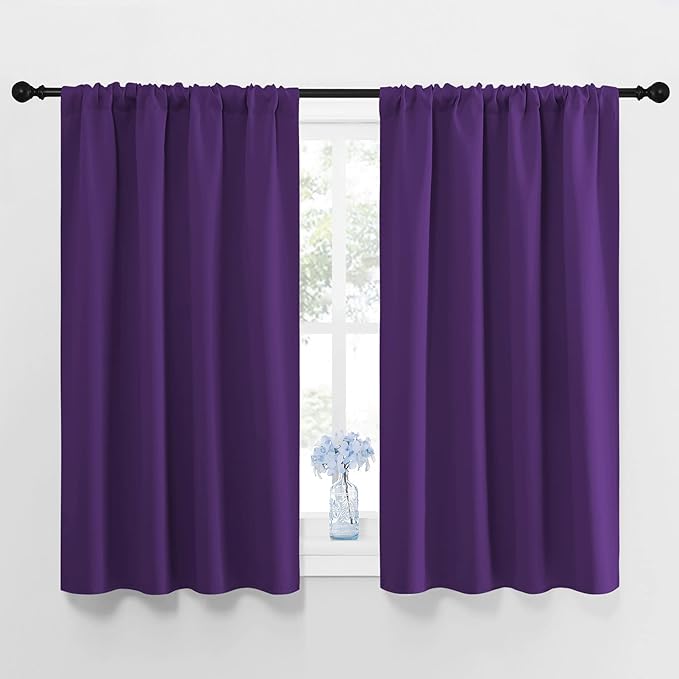 NICETOWN Blackout Purple Curtains for Living Room - Thermal Insulated Solid Rod Pocket Blinds for Bedroom Decor (Royal Purple, Set of 2 Panels, 42 x 48 Inch) by NICETOWN