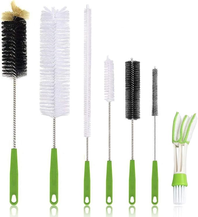 Long Bottle Brush, 17 in Bendable Cleaner Brushes for Cleaning Neck Beer Bottles, Wine, Baby Bottles, Water Bottles, Tumblers, Flask, Bird Feeder, Vase, Pipes and Brewing Supplies 7 Pack by Haomaomao
