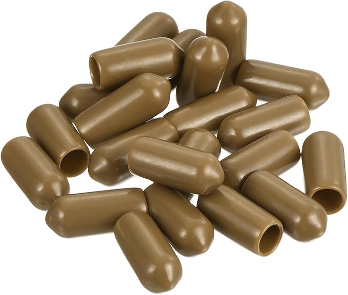 uxcell 20pcs Rubber End Caps 6mm(1/4") ID Vinyl PVC Round Tube Bolt Cap Cover Screw Thread Protectors Light Brown - Image 4