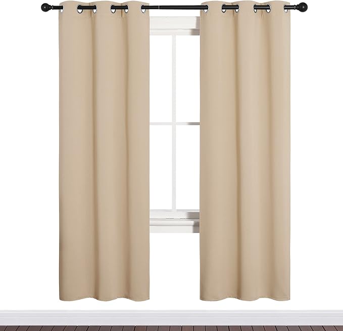 NICETOWN Room Darkening Curtain Panels for Cafe, Thermal Insulated Grommet Room Darkening Draperies/Drapes for Window (Biscotti Beige, 2 Panels, W34 x L72 -inch) by NICETOWN