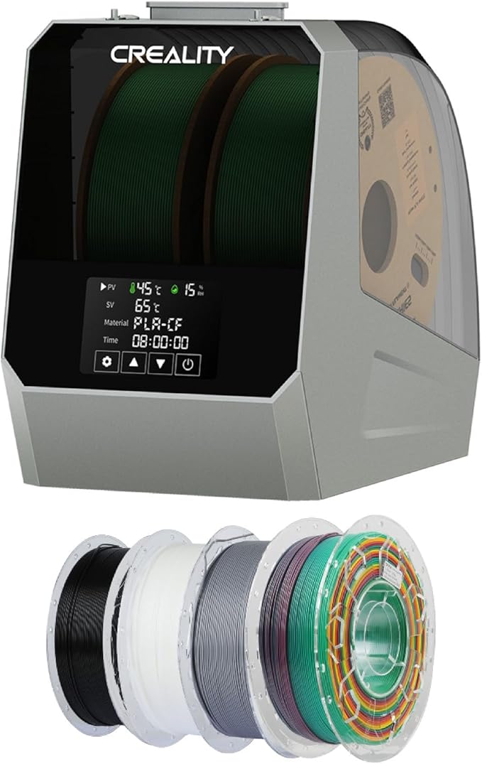 Creality Filament Space Dry Box Plus Bundle with PLA White, Black, Grey, Rainbow, 3D Printing Filament 1kg X 4 Spools by Creality