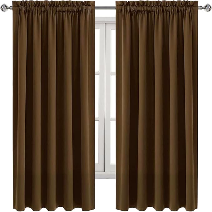 DWCN Blackout Curtains for Bedroom – Rod Pocket Thermal Insulated Noise Reducing Noise Reducing Drapes for Living Room, W 60 x L 63 Inch, 2 Panels, Brown - Image 9