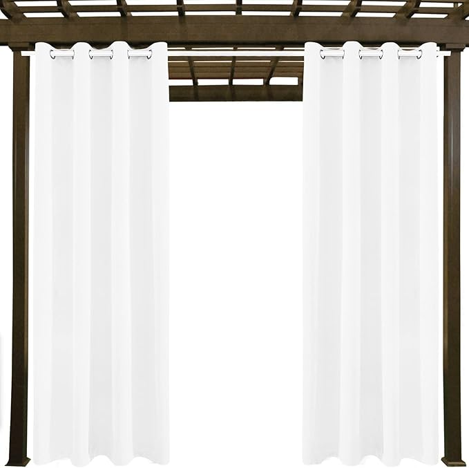 Water Proof Outside Curtains with Grommet Top for Porch, W52 x L72 Thermal Insulated Washable Light Block Outdoor Divider Drapes for Patio Pool Area Pergola Cabana (Pure White, 2 Panels) - Image 9