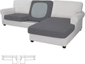 Easy-Going Stretch 3 Pieces Couch Cushion Covers for Sectional Sofa Left/Right L Shape Chaise Lounge Sofa Seat slipcover Anti-Slip Sofa Cover Soft (2 Seater + 1 Chaise, Grey) by Easy-Going