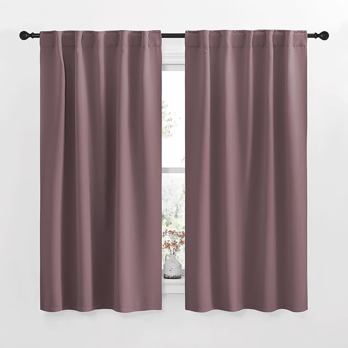 NICETOWN RV Curtains for Camper Windows - (Dry Rose Color) 34x54 Inch, 2 Panels Set, Thermal Insulated Room Darkening Blackout Drapes/Draperies with Rod Pocket & Back Tab for Half Window by NICETOWN
