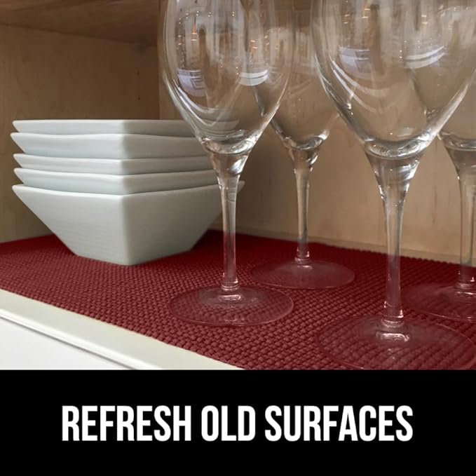 GORILLA GRIP powerGRIP Drawer Shelf and Cabinet Liner, Thick Strong Hold, Non-Adhesive Liners Protect Kitchen Cabinets and Cupboard, Bathroom Drawers, Easy Install, Breathable Mat, 12" x20', Red - Image 4