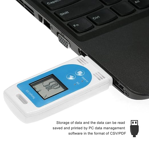 Temperature Humidity Data Logger, USB Digital Temp Recorder Humidity Logger with PDF&CSV Report, Reusable Refrigerator Thermometer Hygrometer with 32000 Recording for Warehouse Management - Image 2