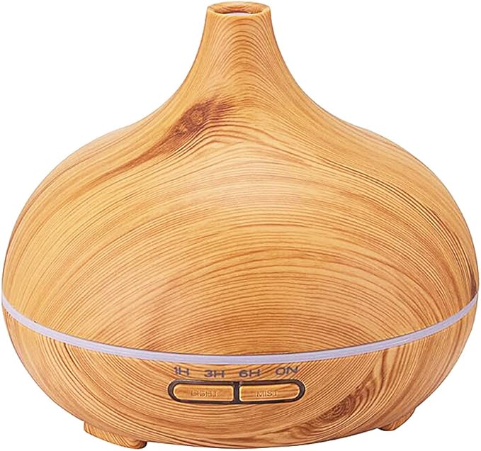 Wood Grain Aroma Diffuser 300 ml Light Yellow, U-MATE, Essential Oils, Ultrasonic Cool Mist Humidifier, 7 Colors Light and 4 Timing, for Office Home Study Yoga Spa by U-MATE