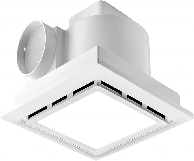Bathroom Exhaust Fan with LED Light Ceiling Mount Ventilation Fan 110 CFM 1.0 Sones 4 Inch Duct Quiet Bathroom Vent Fan with Light Combo 5000K for Home Bath Hotel (Square) by Unknown