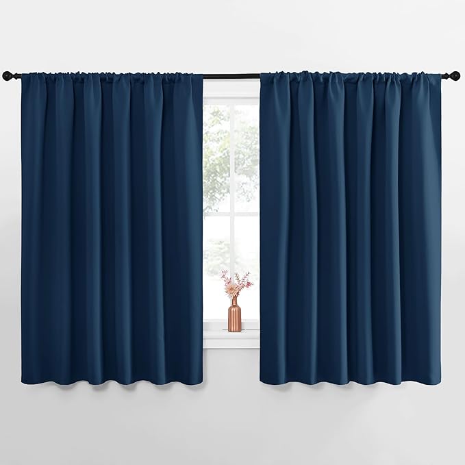 NICETOWN Blackout Curtains for Bedroom, Blackout Curtain Panels, Moroccan Blue, 1 Pair, 70 by 63-inch, Window Treatment Energy Saving Thermal Insulated Solid Rod Pocket Blackout Drapes/Draperies by NICETOWN
