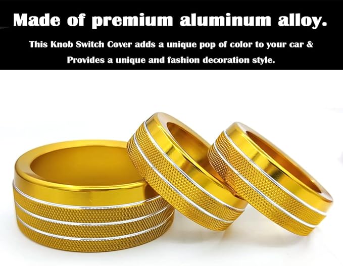 Auprite Climate Control Knob Covers for Challenger Accessories 2015-2023 2024, for Dodge Charger 2015-2023 2024, for Dodge Chrysler 300/300s 2015-2024,3Pcs Kit (Gold) - Image 5