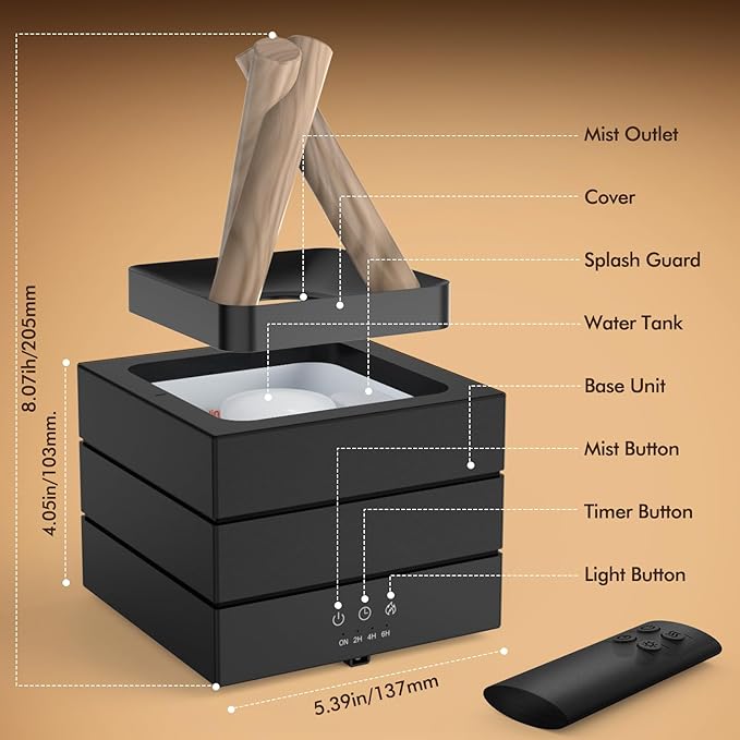 Essential Oil Diffuser, 280ML Ultrasonic Humidifier with Essential Oil Diffuser, Remote Control, Timer & Waterless Auto-Off, 7 LED Colors, for Home Bedroom Office Yoga Room Spa Room - Image 6