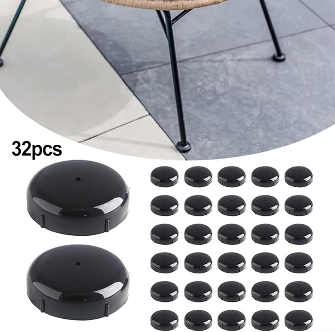 .-Inch Black Plastic Leg Glides for Wrought Iron Patio Furniture – 32-Pack Outdoor Chair Foot Protectors with Moisture- Holes - Image 6
