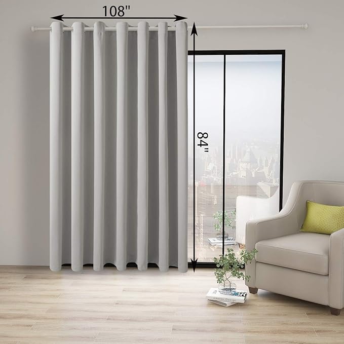 BONZER Room Divider Curtain Total Privacy Wall Wide Grommet Room Darkening Curtains for Patio Sliding Glass Door, 84L x 108W Inch (7L x 9W ft), 1 Panel, Silver - Image 3