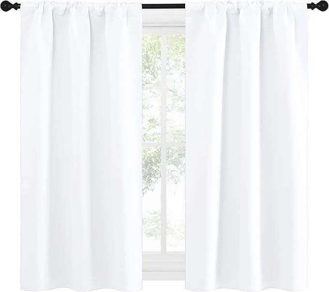 NICETOWN RV Curtains for Camper Windows, White Curtains for Kitchen Window, Home Decoration Light Filtering Drapes for Small Window (29" Wide by 50inches Long, 1 Pair) - Image 2