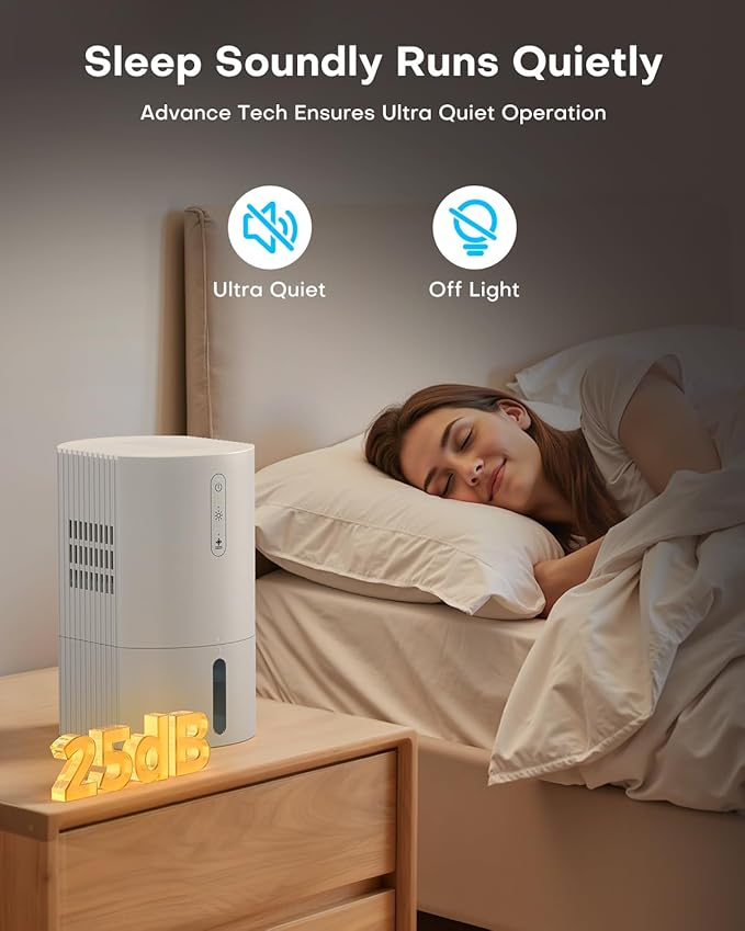 Dehumidifiers for Home, 35oz Dehumidifier for Bathroom with Auto Shut-off Auto Defrost, Whisper Quiet Dehumidifier for Bedroom Office RV Closet Wardrobe (White) - Image 5