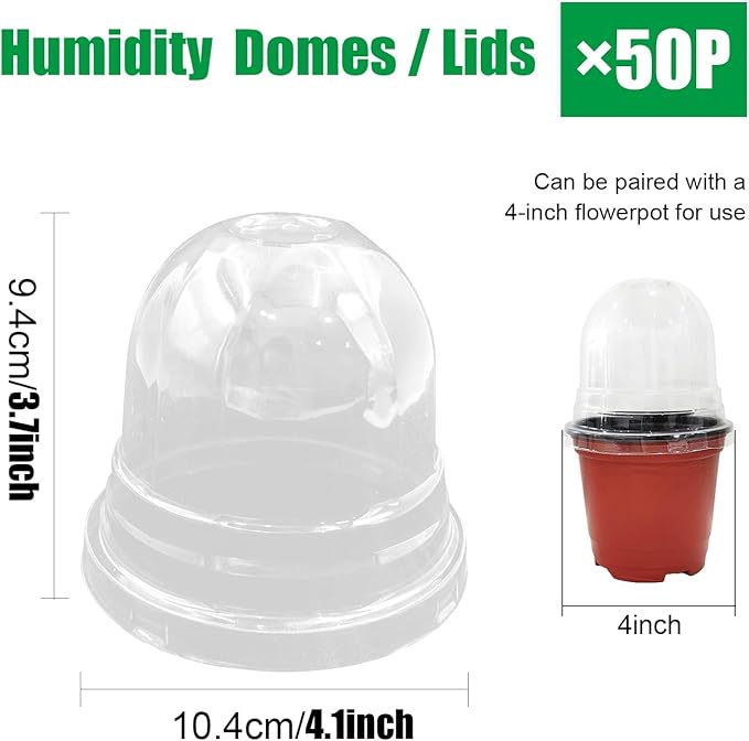 50 Pack Clear Plant Pot Domes, Transparent Seedling Domes Compatible with 4 Inch Seed Starter Pots for Indoor Outdoor Gardening(50Pcs, Clear) - Image 2