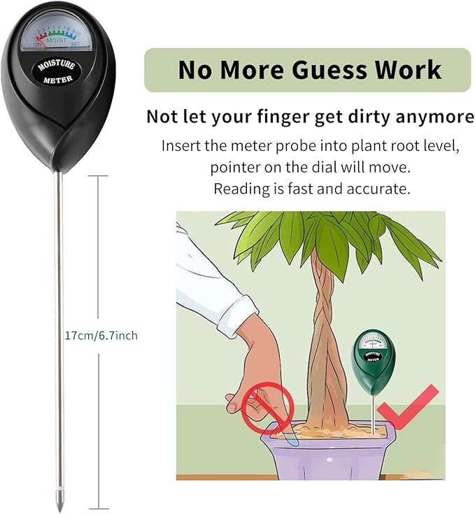 Soil Moisture Meter, Plant Water Meter Soil Meter Moisture Sensor Hygrometer for Indoor Outdoor Plant Care,No Battery Needed(Black) - Image 4